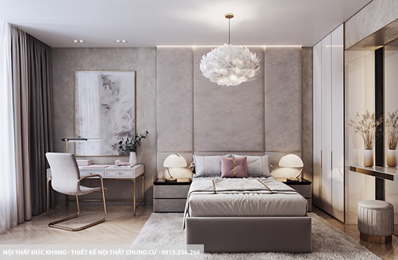 Mẫu 14: Thiết kế nội thất chung cư diện tích 70m2 – 2 phòng ngủ