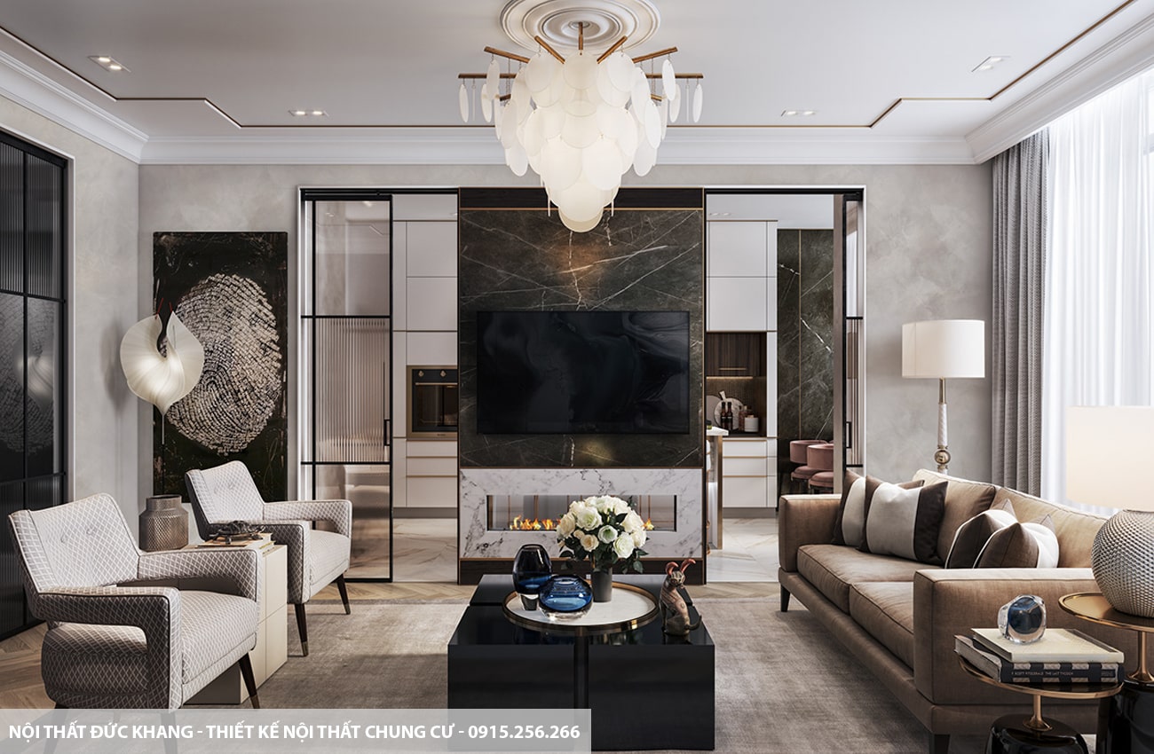 Mẫu 14: Thiết kế nội thất chung cư diện tích 70m2 – 2 phòng ngủ