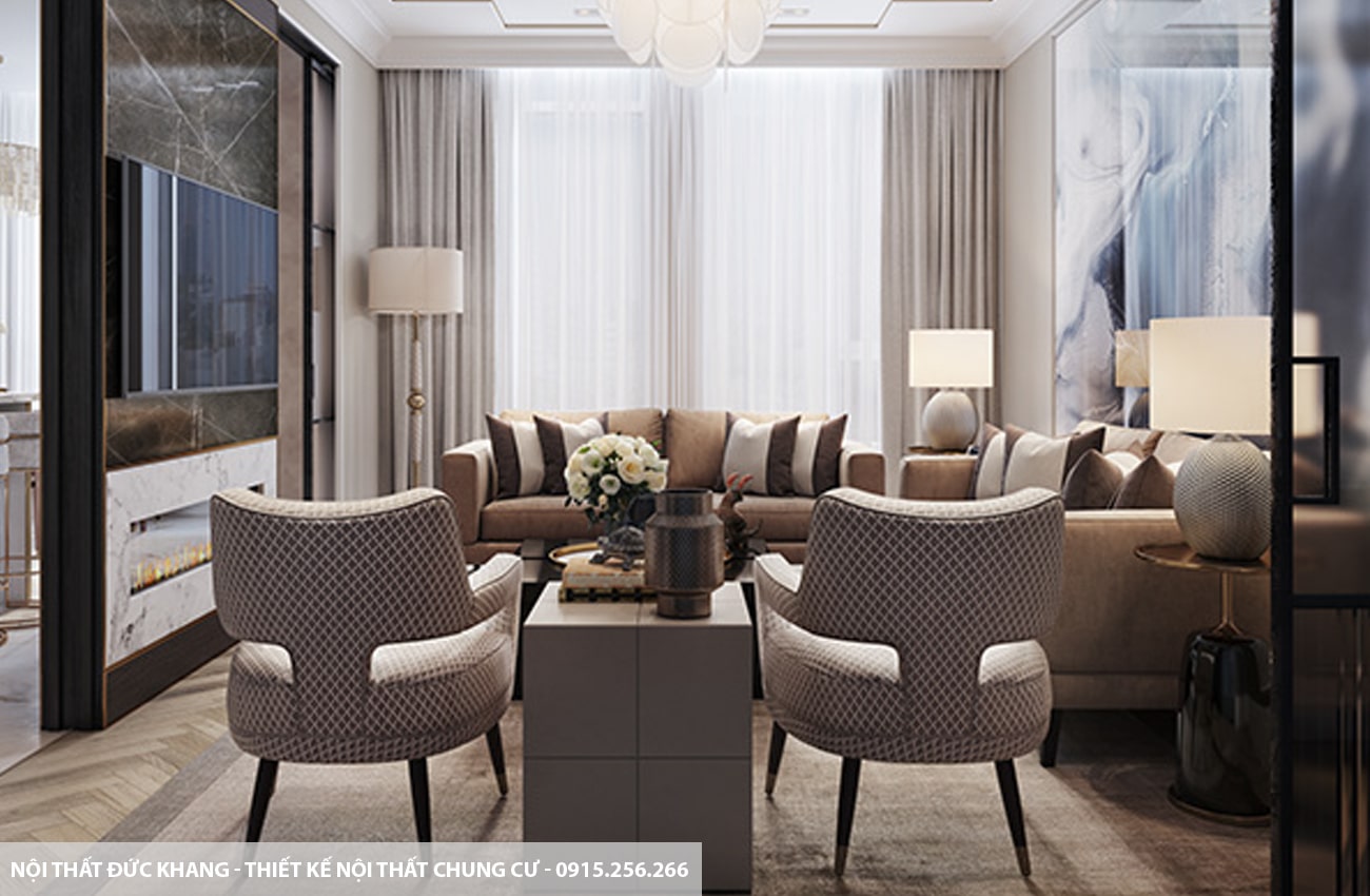 Mẫu 14: Thiết kế nội thất chung cư diện tích 70m2 – 2 phòng ngủ