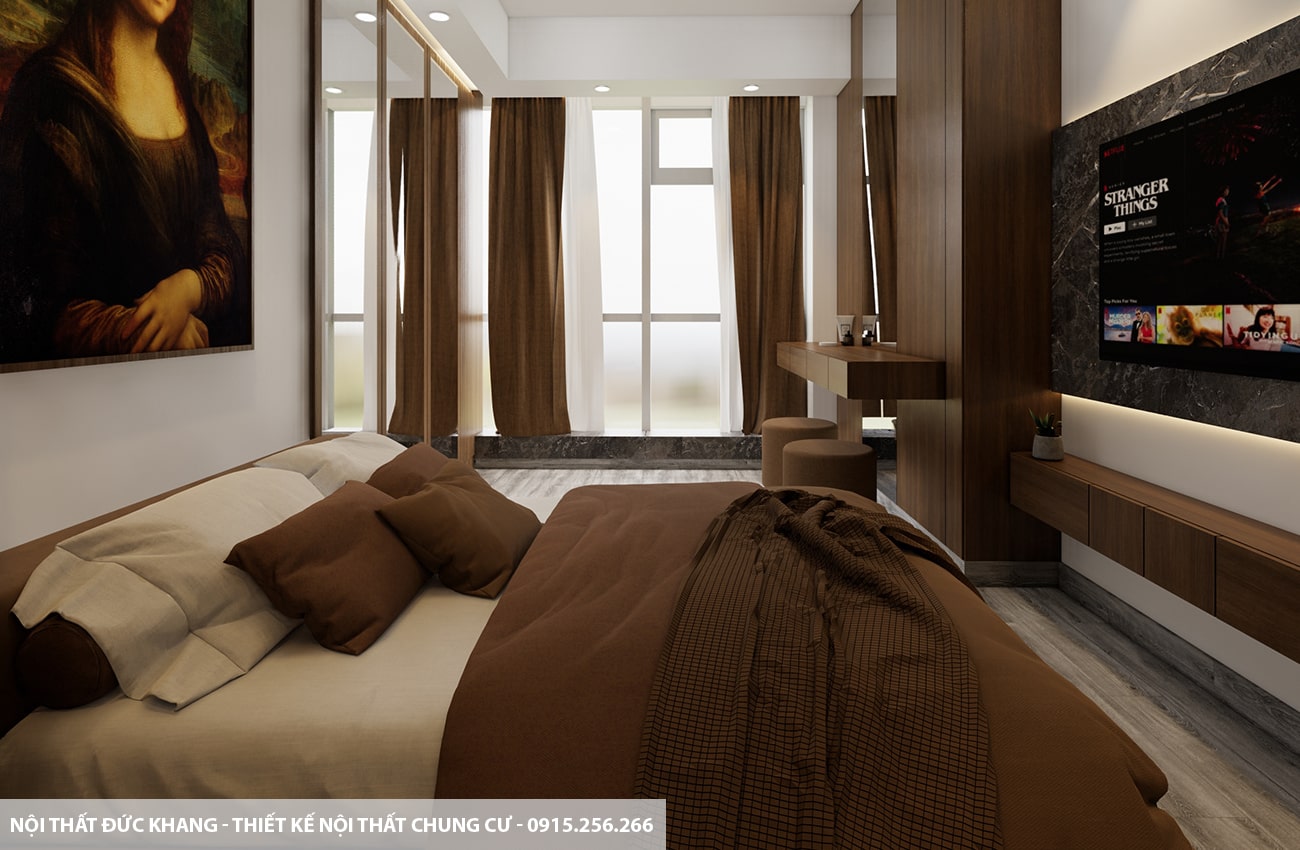 Mẫu 15: Thiết kế nội thất chung cư diện tích 75m2 – 2 phòng ngủ