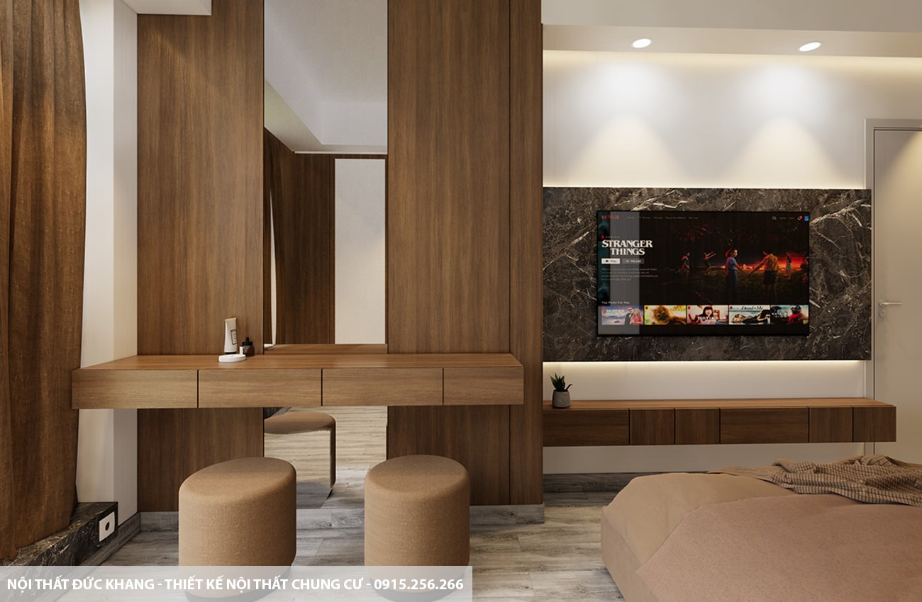 Mẫu 15: Thiết kế nội thất chung cư diện tích 75m2 – 2 phòng ngủ