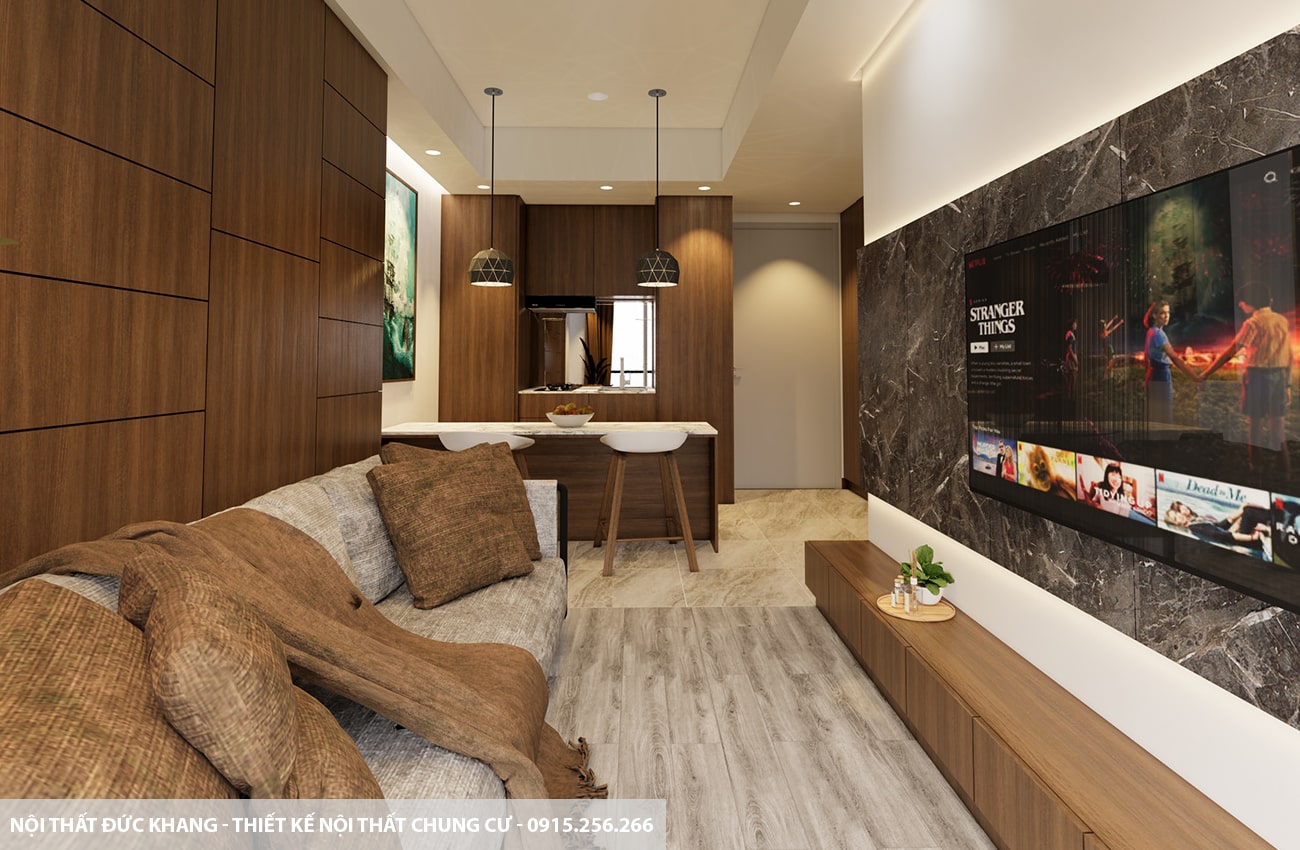 Mẫu 15: Thiết kế nội thất chung cư diện tích 75m2 – 2 phòng ngủ