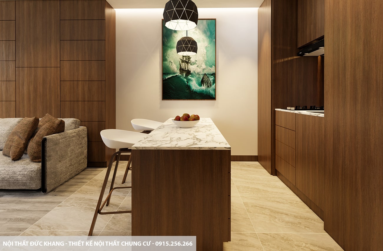 Mẫu 15: Thiết kế nội thất chung cư diện tích 75m2 – 2 phòng ngủ