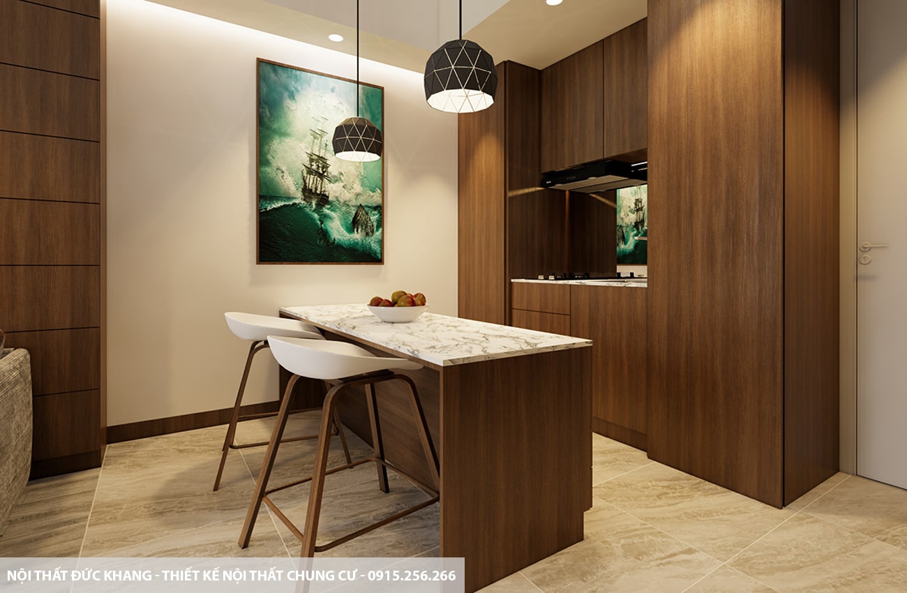 Mẫu 15: Thiết kế nội thất chung cư diện tích 75m2 – 2 phòng ngủ