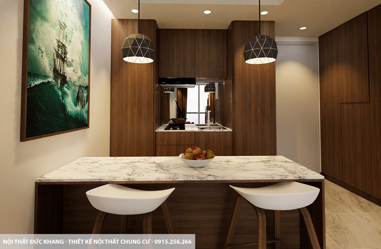 Mẫu 15: Thiết kế nội thất chung cư diện tích 75m2 – 2 phòng ngủ