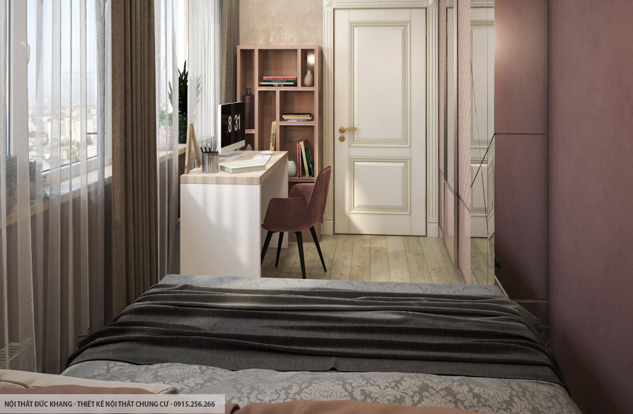 Mẫu 17: Thiết kế nội thất chung cư diện tích 80m2 – 2 phòng ngủ