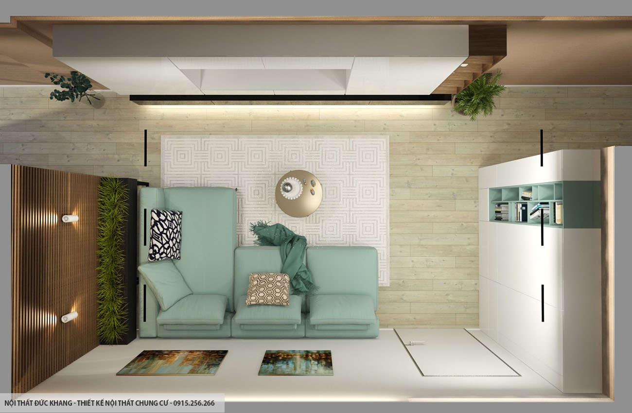 Mẫu 17: Thiết kế nội thất chung cư diện tích 80m2 – 2 phòng ngủ