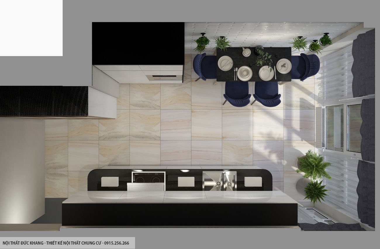 Mẫu 17: Thiết kế nội thất chung cư diện tích 80m2 – 2 phòng ngủ