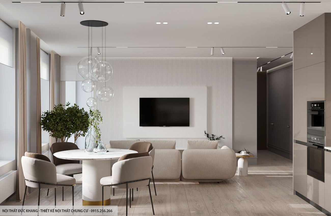 Mẫu 18: Thiết kế nội thất chung cư diện tích 85m2 – 3 phòng ngủ