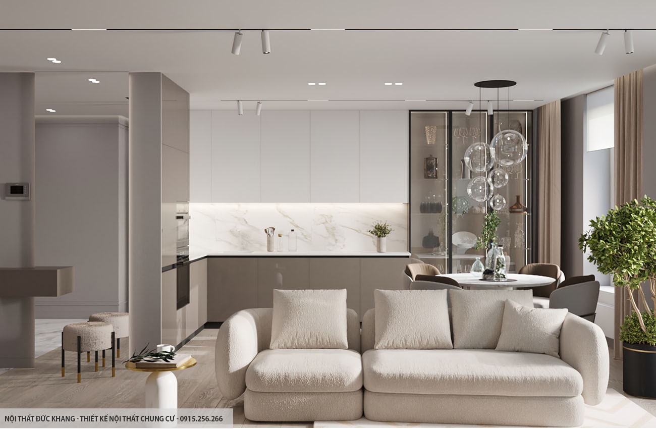 Mẫu 18: Thiết kế nội thất chung cư diện tích 85m2 – 3 phòng ngủ