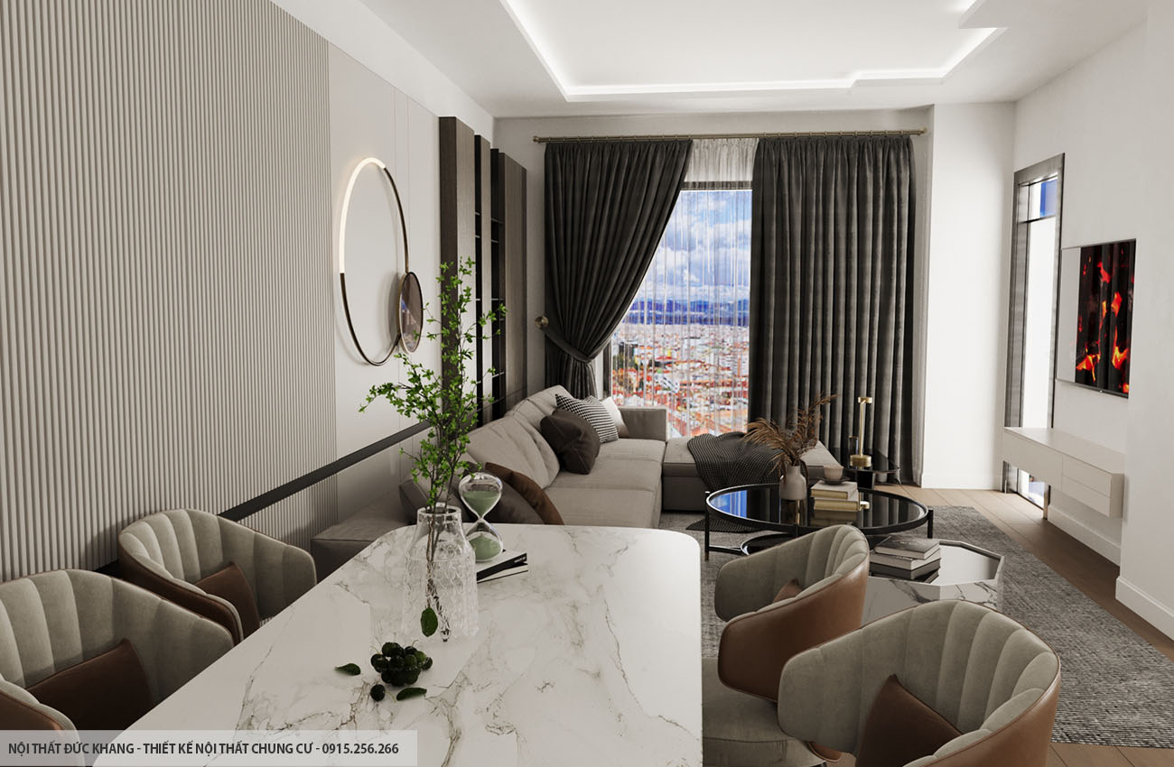 Mẫu 19: Thiết kế nội thất chung cư diện tích 90m2 – 3 phòng ngủ