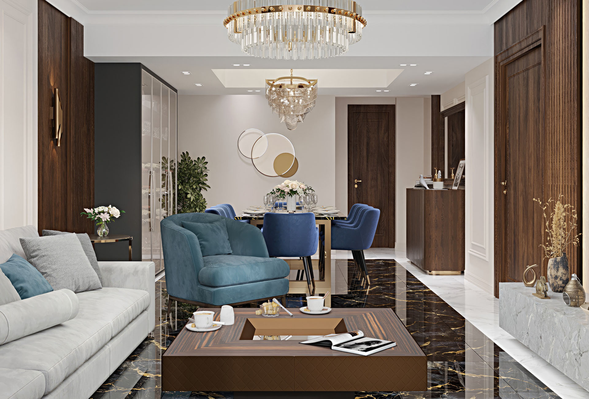Mẫu nội thất phòng khách chung cư đẹp, phong cách, sang trọng