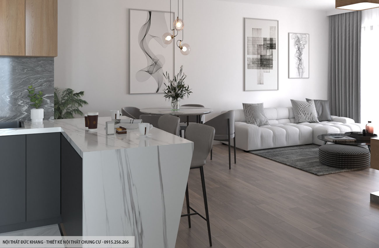 Mẫu 2: Thiết kế nội thất chung cư diện tích 40m2 – 1 phòng ngủ