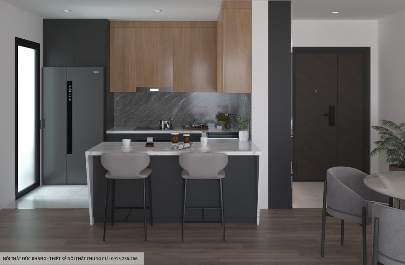 Mẫu 2: Thiết kế nội thất chung cư diện tích 40m2 – 1 phòng ngủ