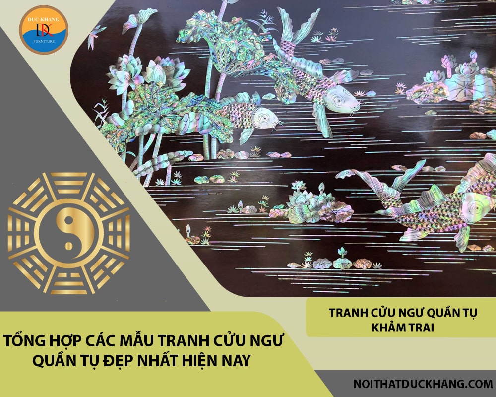 Tranh cửu ngư quần tụ khảm trai