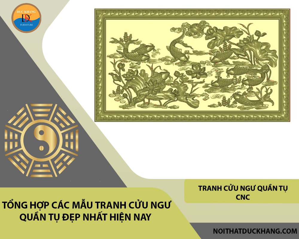 Tranh cửu ngư quần tụ cnc