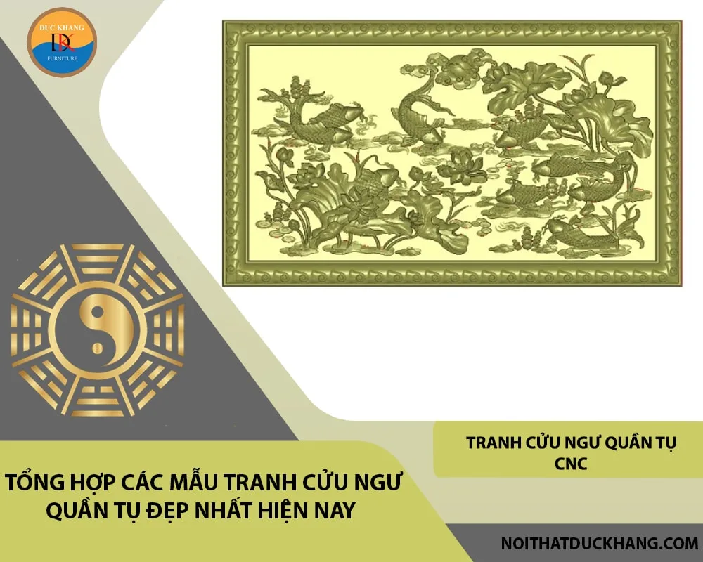 Tranh cửu ngư quần tụ cnc Tranh cửu ngư quần tụ cnc