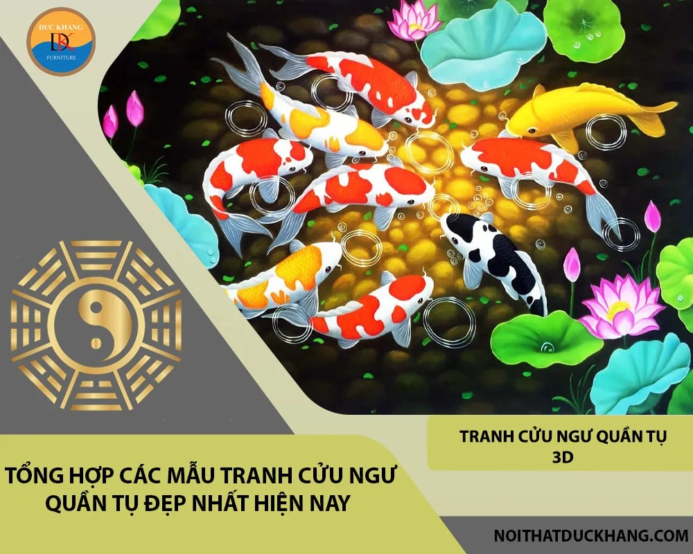 Tranh cửu ngư quần tụ 3D Tranh cửu ngư quần tụ 3D