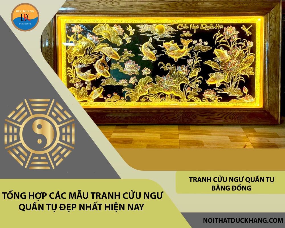 Tranh cửu ngư quần tụ bằng đồng