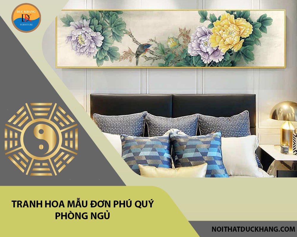 Tranh hoa mẫu đơn phú quý phòng ngủ