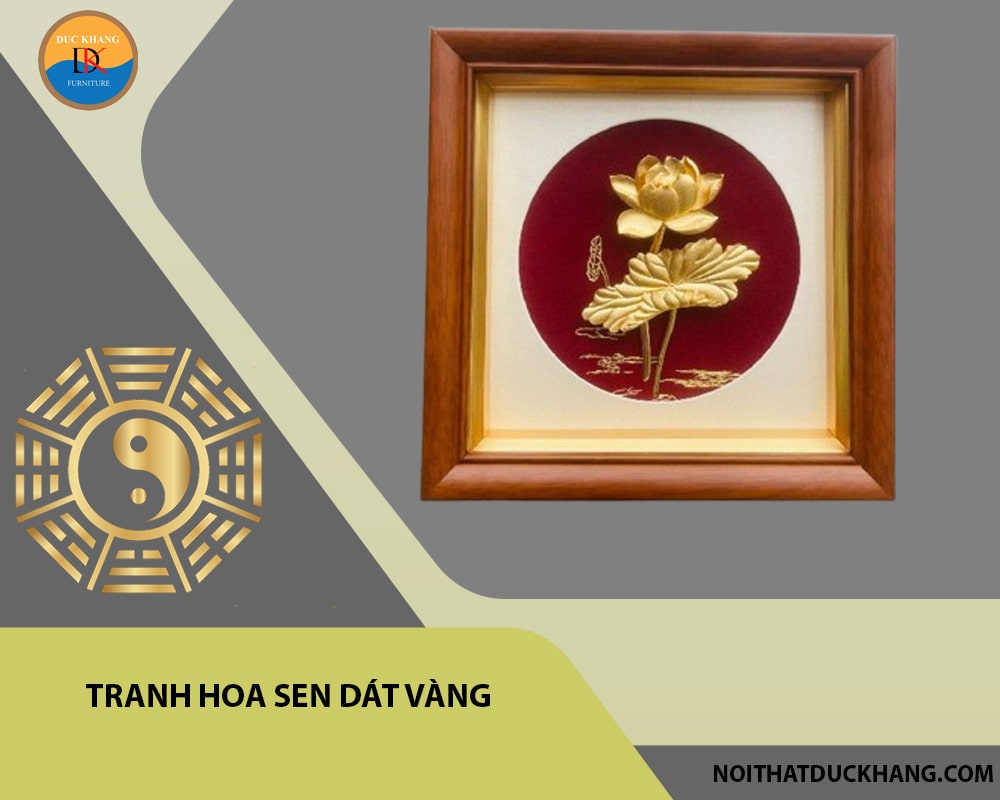 Tranh hoa sen dát vàng