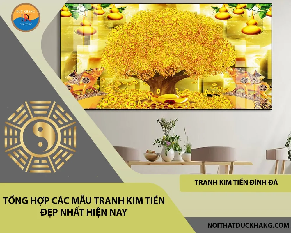 Tranh kim tiền đính đá 
