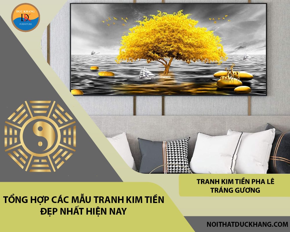 Tranh kim tiền pha lê tráng gương