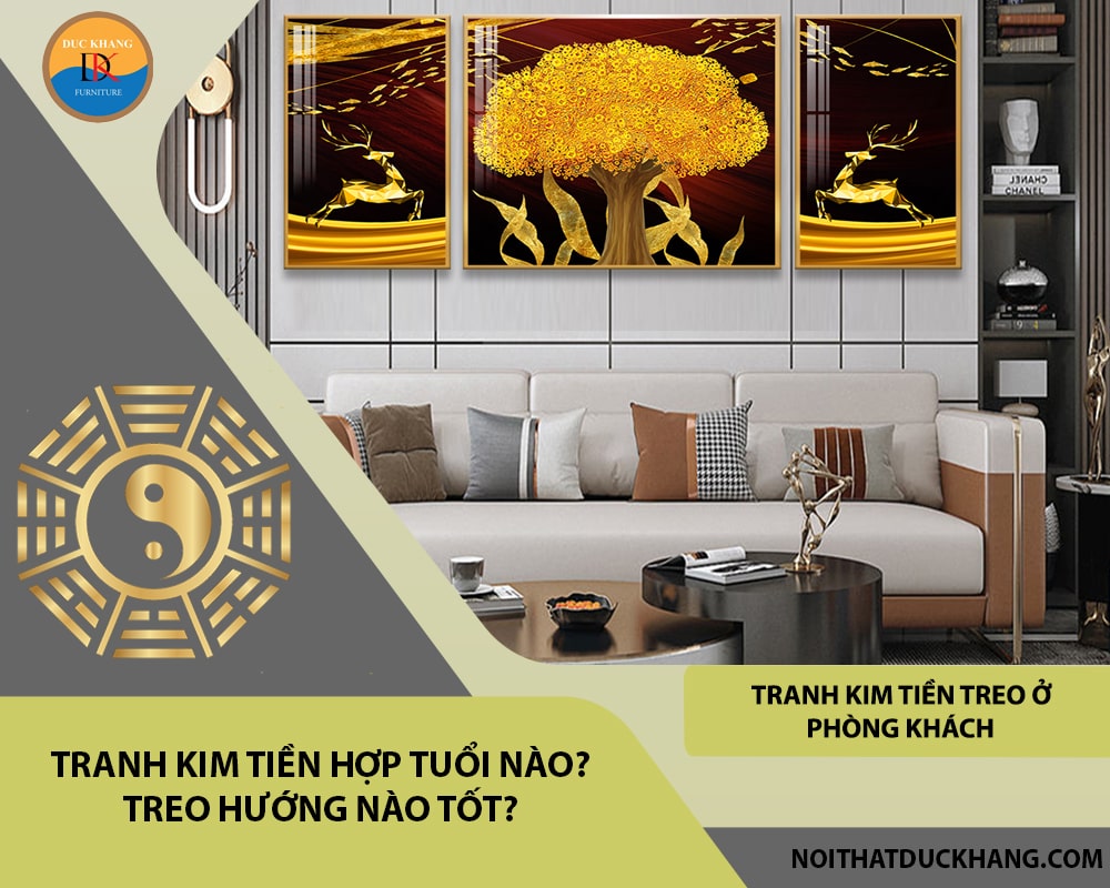 Tranh kim tiền treo ở phòng khách