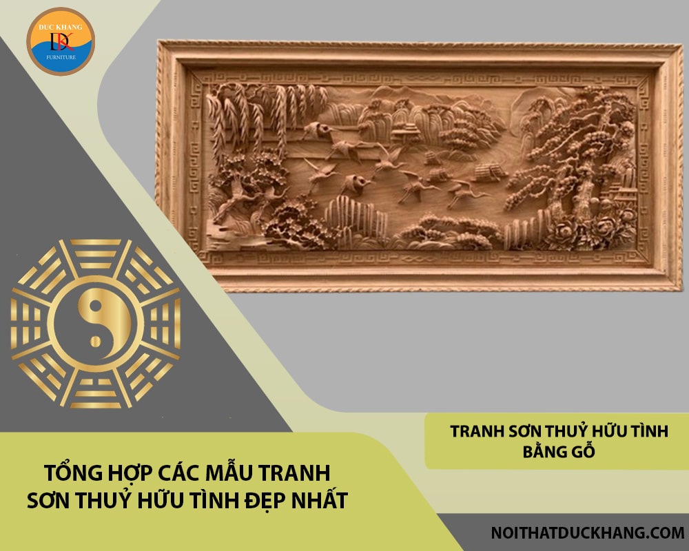 Tranh sơn thuỷ hữu tình bằng gỗ