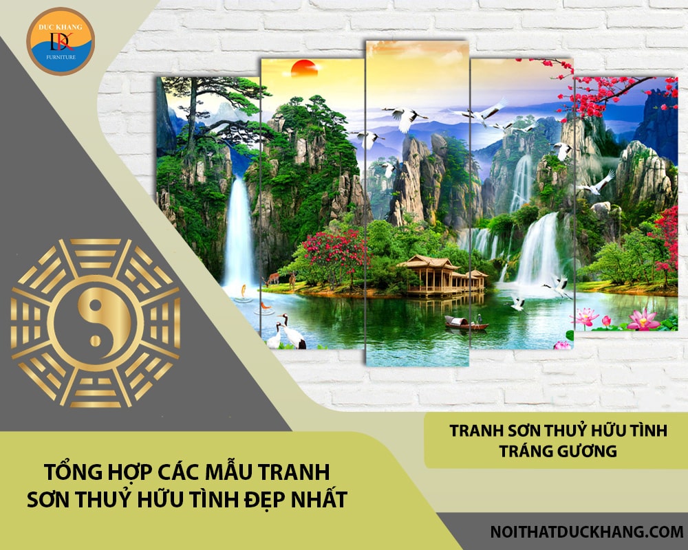 Tranh sơn thuỷ hữu tình tráng gương