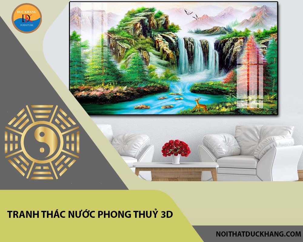Tranh thác nước phong thuỷ 3D Tranh thác nước phong thuỷ 3D