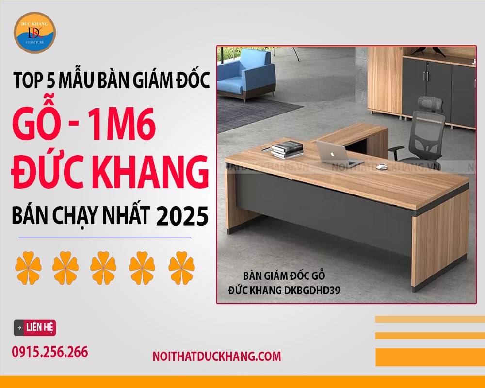 Bàn giám đốc gỗ Đức Khang DKBGDHD39 Bàn giám đốc gỗ Đức Khang DKBGDHD39