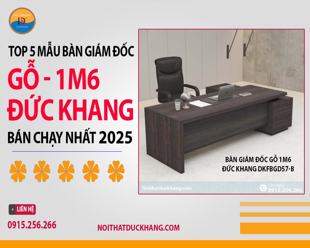 Bàn giám đốc gỗ 1m6 Đức Khang DKFBGD57-B Bàn giám đốc gỗ 1m6 Đức Khang DKFBGD57-B