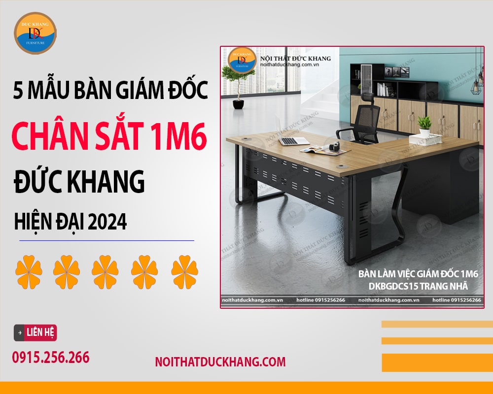 Bàn làm việc giám đốc 1m6 DKBGDCS15 trang nhã