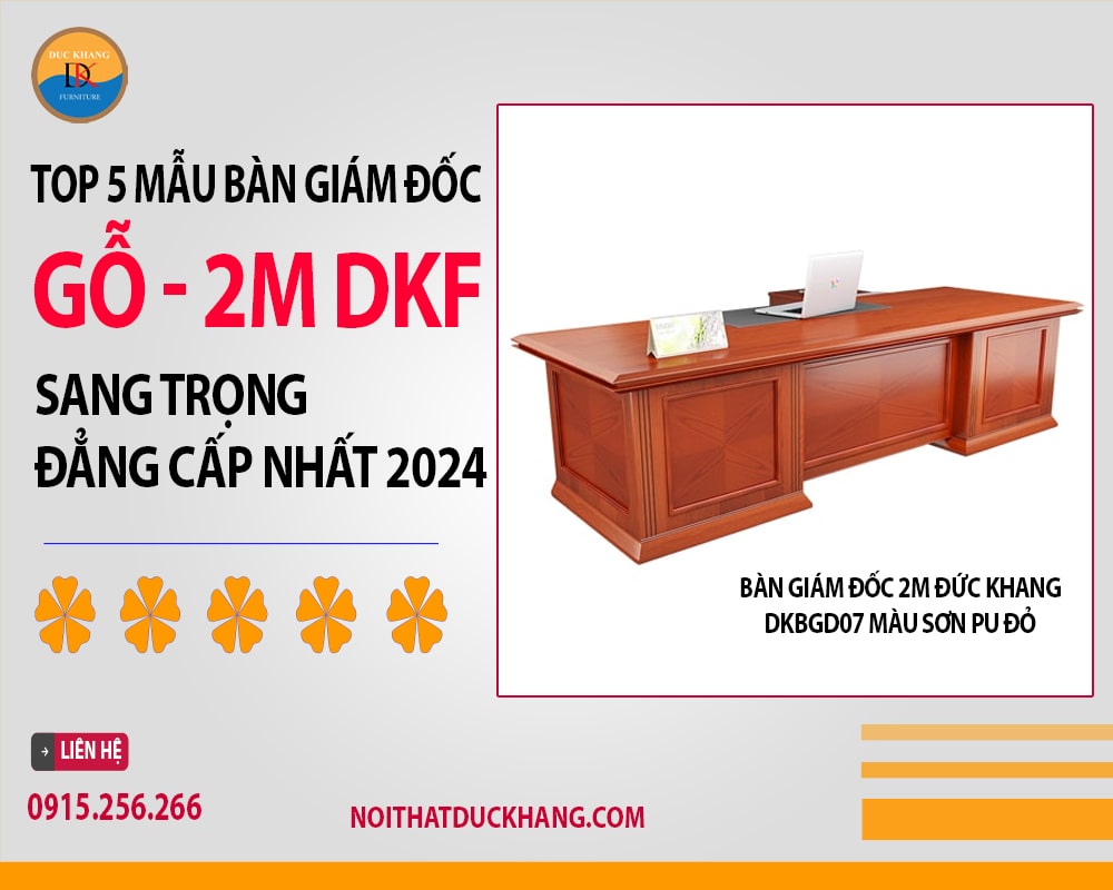 Bàn giám đốc 2m Đức Khang DKBGD07 màu sơn PU đỏ