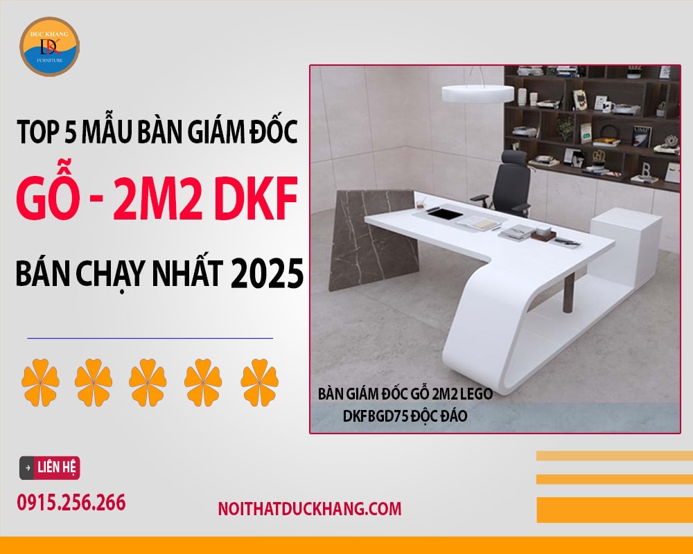 Bàn giám đốc gỗ 2m2 Lego DKFBGD75 độc đáo Bàn giám đốc gỗ 2m2 Lego DKFBGD75 độc đáo
