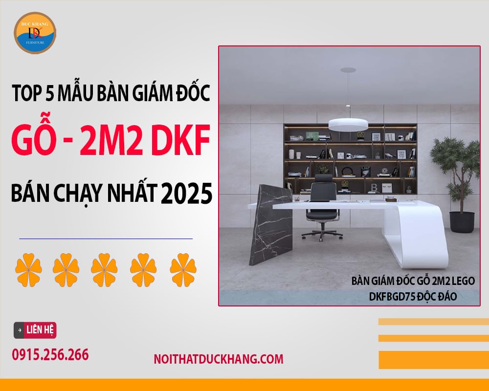 Bàn giám đốc gỗ 2m2 Lego DKFBGD75 độc đáo Bàn giám đốc gỗ 2m2 Lego DKFBGD75 độc đáo