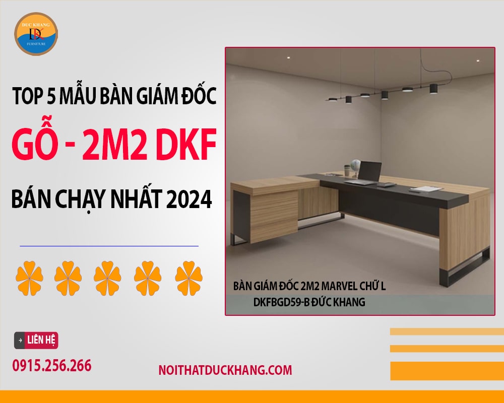 Bàn giám đốc 2m2 Marvel chữ L DKFBGD59-B Đức Khang