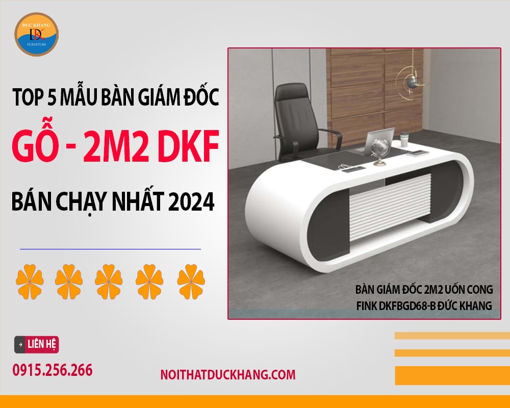 Bàn giám đốc 2m2 uốn cong Fink DKFBGD68-B Đức Khang