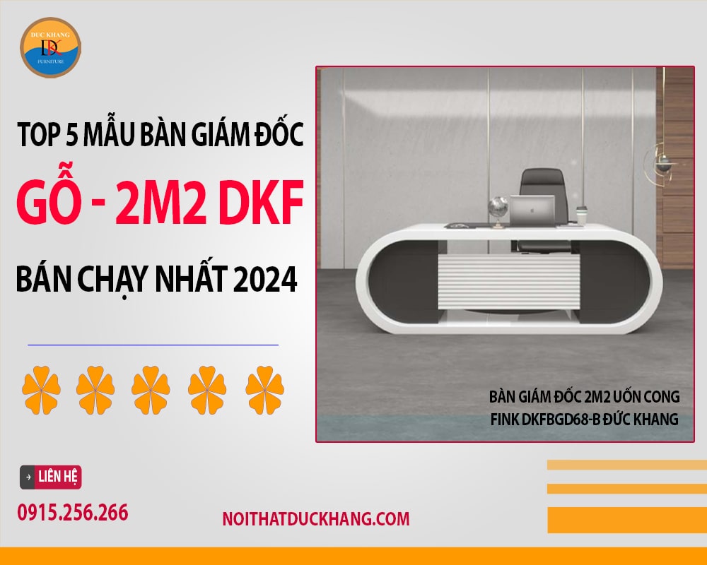 Bàn giám đốc 2m2 uốn cong Fink DKFBGD68-B Đức Khang