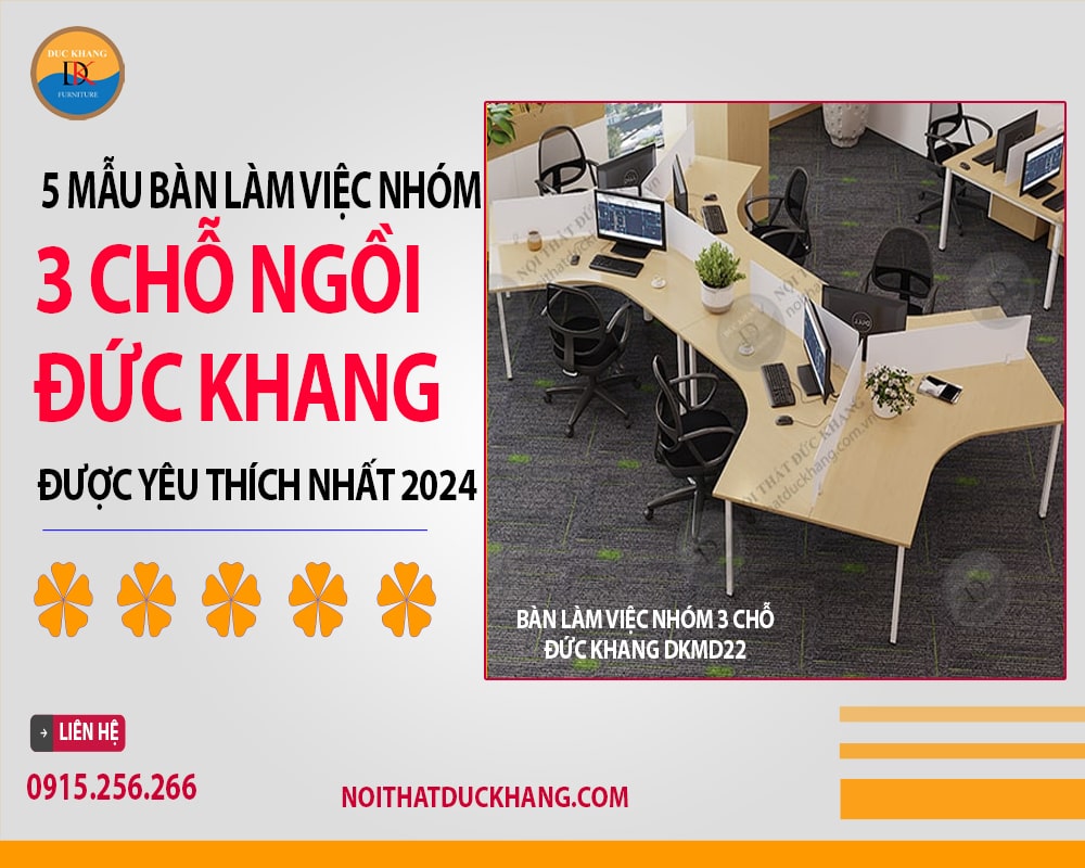 Bàn làm việc nhóm 3 chỗ Đức Khang DKMD22