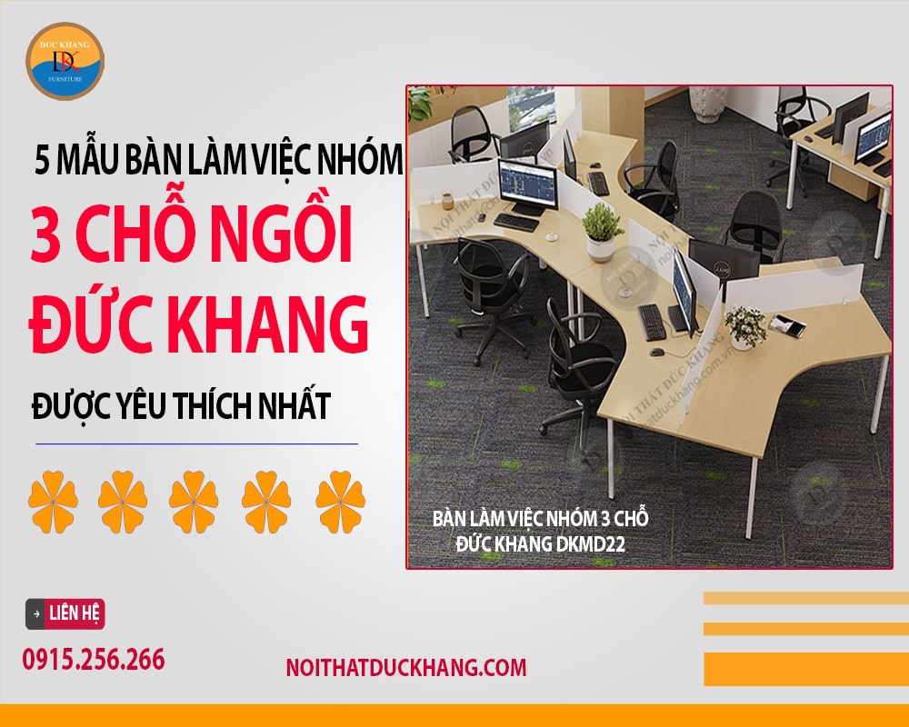 Bàn làm việc nhóm 3 chỗ Đức Khang DKMD22