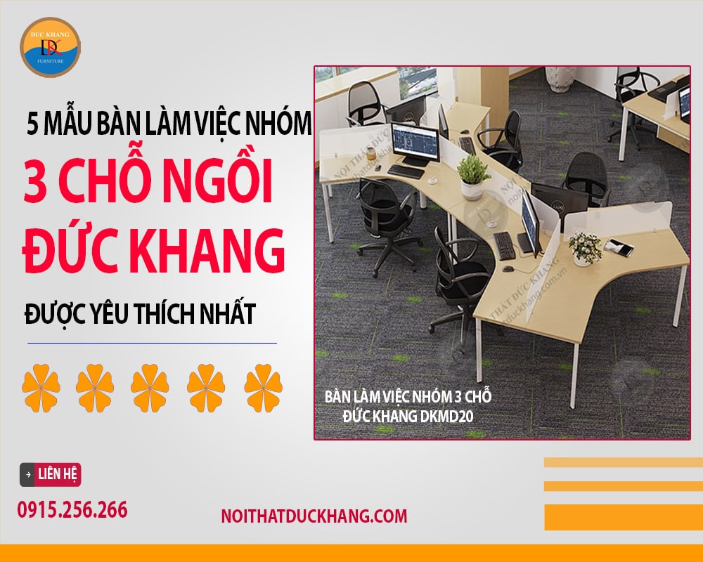 Bàn làm việc nhóm 3 chỗ Đức Khang DKMD20