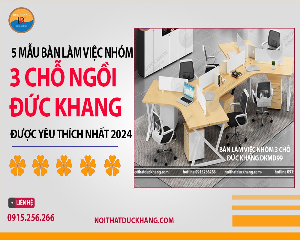 Bàn làm việc nhóm 3 chỗ Đức Khang DKMD99