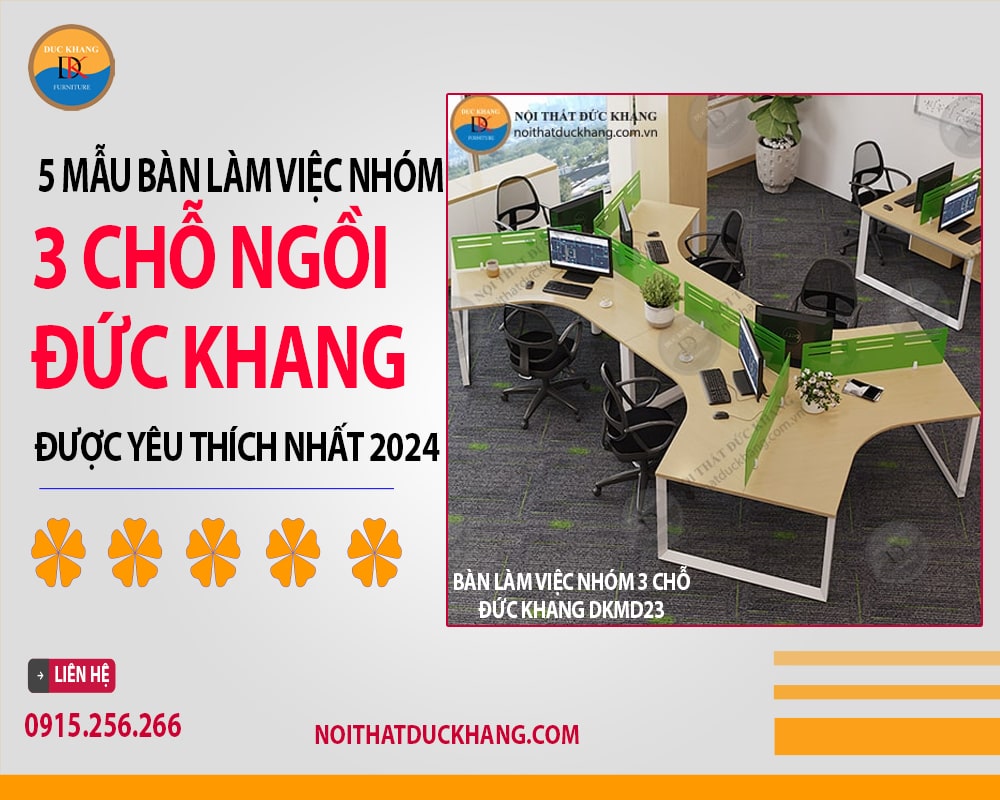 Bàn làm việc nhóm 3 chỗ Đức Khang DKMD23