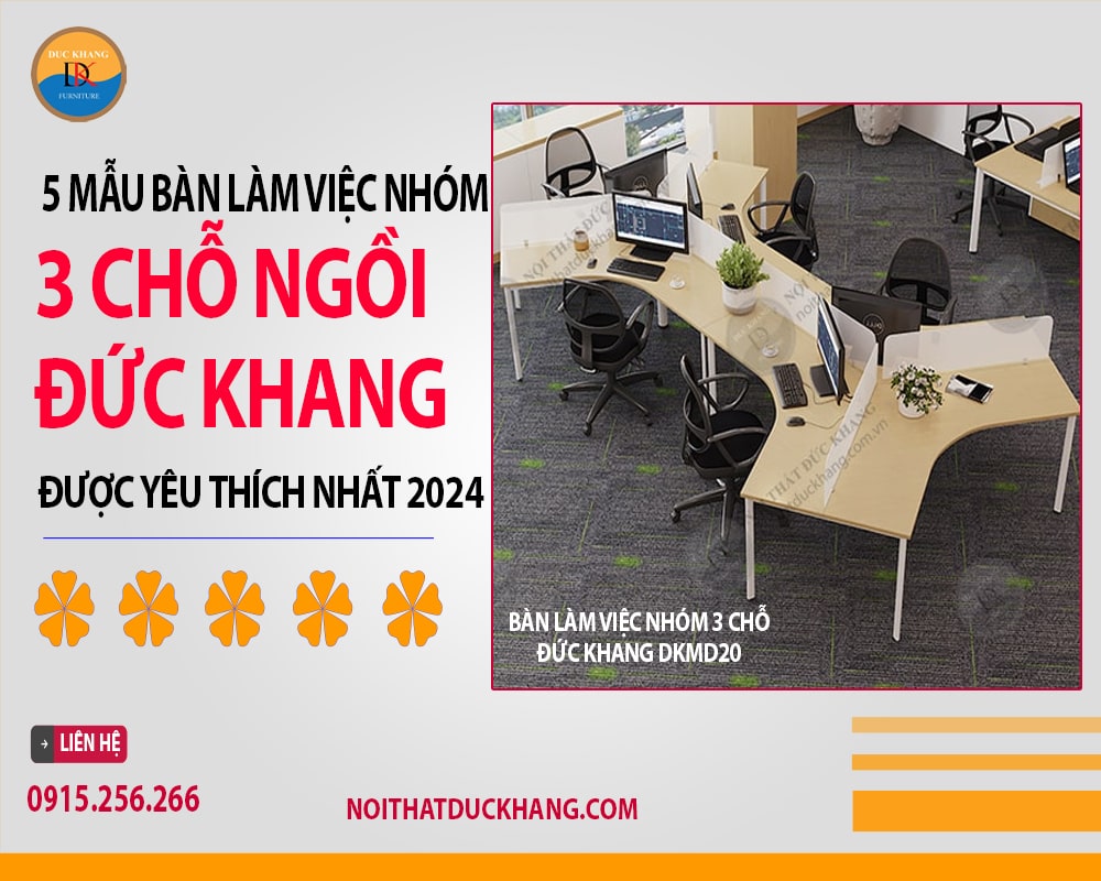 Bàn làm việc nhóm 3 chỗ Đức Khang DKMD20