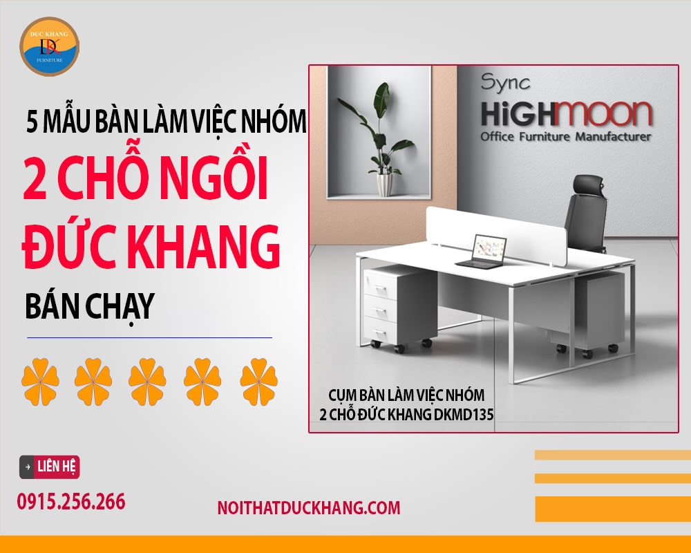 Cụm bàn làm việc nhóm 2 chỗ Đức Khang DKMD135 Cụm bàn làm việc nhóm 2 chỗ Đức Khang DKMD135