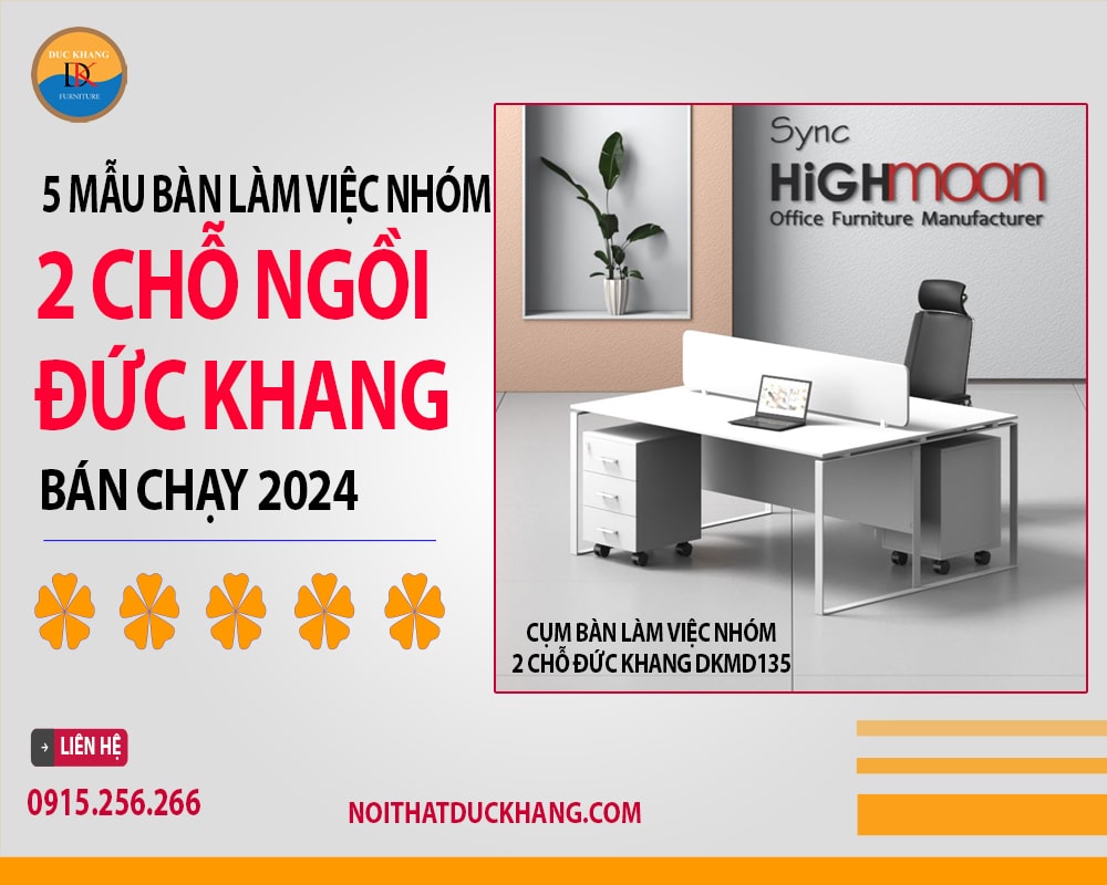 Cụm bàn làm việc nhóm 2 chỗ Đức Khang DKMD135