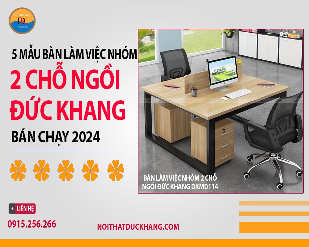 Bàn làm việc nhóm 2 chỗ ngồi Đức Khang DKMD114