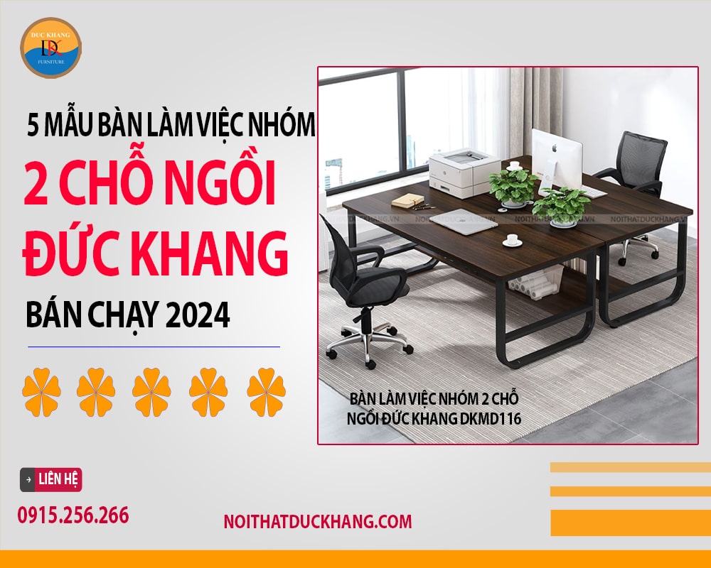 Bàn làm việc nhóm 2 chỗ ngồi Đức Khang DKMD116